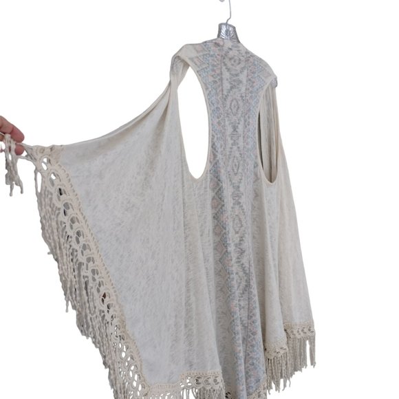 Anthropologie Penelope Project Long Open Cardigan/Ruana/Sleeveless Duster- Boho - Picture 4 of 8